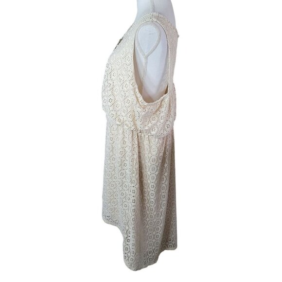 Maurices Plus Dress Womens 2X Doily Eyelet Lace Sleeveless Beaded Sequin Beige‎ - Picture 4 of 16